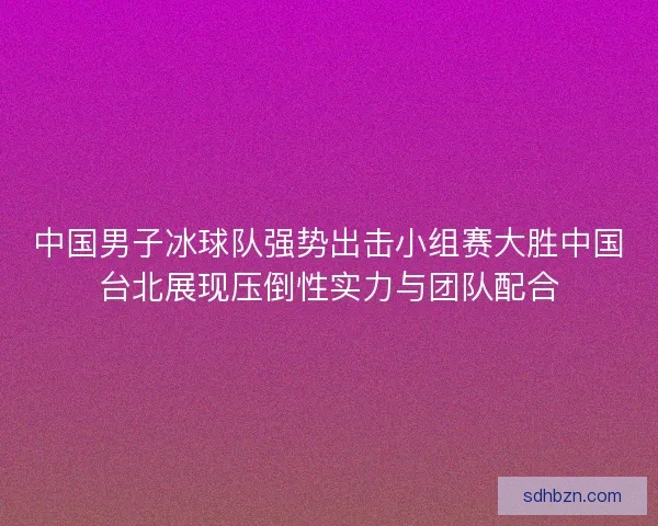 中国男子冰球队强势出击小组赛大胜中国台北展现压倒性实力与团队配合